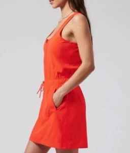 Vestido Athleta Talla M Alto Correa Sabana Mini Atlético Corbata Cintura Naranja Sin Mangas - Imagen 1 de 14