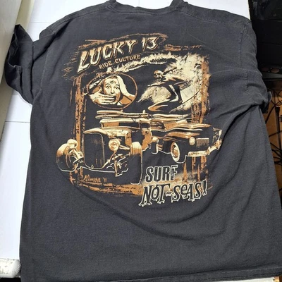 Lucky 13 Apparel T Shirt Men’s Size XL Black Hot Rod Motorcycle Poker Tattoo - Image 1 of 4