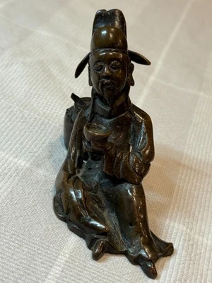 Antiga estátua chinesa de bronze da dinastia Ming 太白醉酒 - Imagem 1 de 4
