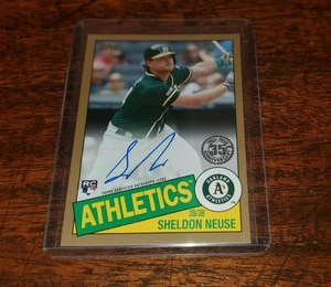 SHELDON NEUSE RC AUTO ON CARD 2020 TOPPS UPDATE 1985 GOLD PARALLEL /50 A's - Picture 1 of 3