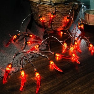 hili String Lights 3m 20LED Red Chili Pepper Lights USB Powered Chili Decor - Picture 1 of 8