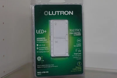 🔥Control de ventilador y atenuador de luz LED de un solo polo Lutron Maestro Foto 1 de 3