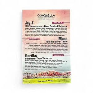 Jay-Z Muse Gorillaz Coachella Musik Festival Lineup Poster 2010 11x17 ORIGINAL - Bild 1 von 2