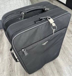 Prada Saffiano Black Nylon 2-Wheel Carry-On Suitcase 56cm (Used) - Picture 1 of 10