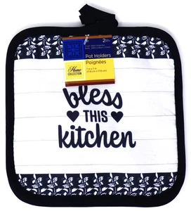 Home Collection Kitchen 2pk Pot Holders ~ Bless This Kitchen - Picture 1 of 2
