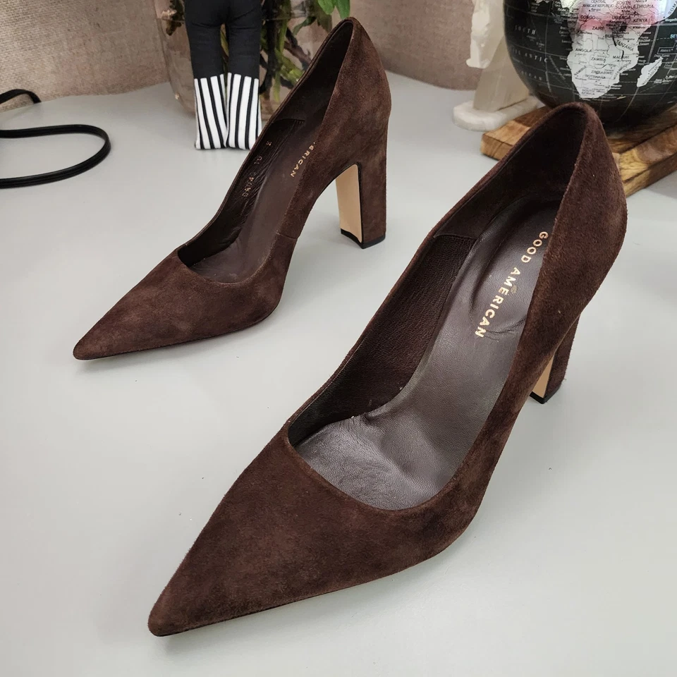 Good American Statement Bomba Punta Gamuza Marrón Chocolate GA045S-X Talla 10M Foto 1 de 4