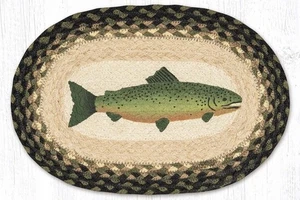 FISH FISHING-FISHERMAN Placemat 10"x 15" 100% Natural Braided Jute FISH Placemat - Picture 1 of 1