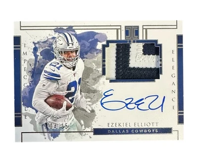2020 Panini Impeccable Elegance Ezekiel Elliott 4/15 Auto Player Worn Patch SSP - Image 1 of 4