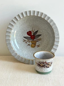 Vtg Royal Copenhagen Crackle Glaze 24k Gold Ash Tray & Cigarette Cup Denmark - Picture 1 of 8