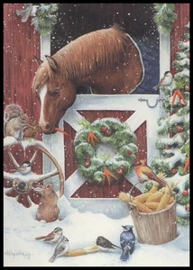 Greeting Card - Bird Horse Rabbit Squirrel - Kathy Goff - Christmas CL068 - Picture 1 of 2