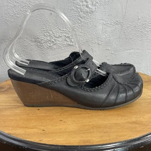 BareTraps Shoes Womens Size 9 Black Leather Wedge Mary Jane Comfort Buckle Strap - Picture 1 of 16