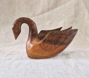 Holz Schwan Schale Schmuckhalter rustikal Volkskunst Vintage handgeschnitzt Schale - Bild 1 von 9