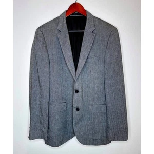 Hugo Boss COLOMBO Linen Wool blend Gray herringbone sport Coat Jacket size 40R - Picture 1 of 11