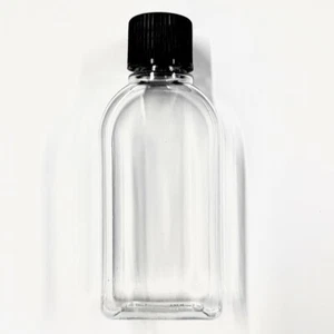 50ml Rectangular Clear PVC Plastic Bottles & Black Screw Caps LARGE LETTER POST - Picture 1 of 1