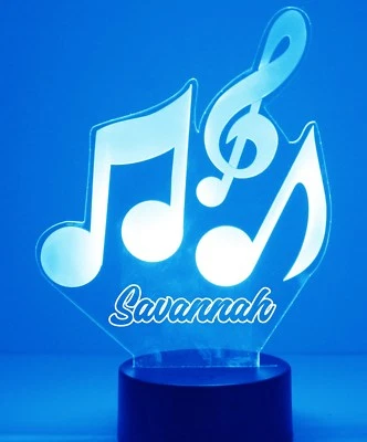 Lámpara Luz Nocturna Notas Musicales - Personalizada GRATIS Habitación Infantil LED Noche Lámpara Regalo Foto 1 de 4