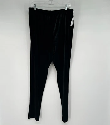 NWT Caroline Rose Velvet Pants 2X Black Stretch Pull On Skinny Tapered Slim Fit - Image 1 of 4