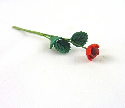 BRIGHT DELIGHTS Dollhouse Miniature Single Long Stem Red Rose Stem, E2011