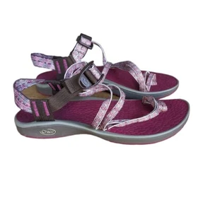 Chaco Womens Multicolor Ankle Strap Sandals Size US 8 Burgundy Gray Grey Shoes - Picture 1 of 6