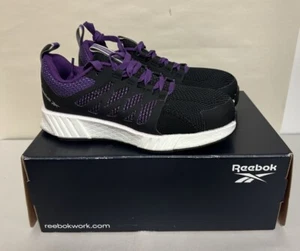 Reebok Womens RB315 Black Purple Fusion Flexweave Lace Up Size 8.5W Work Shoes - Picture 1 of 10