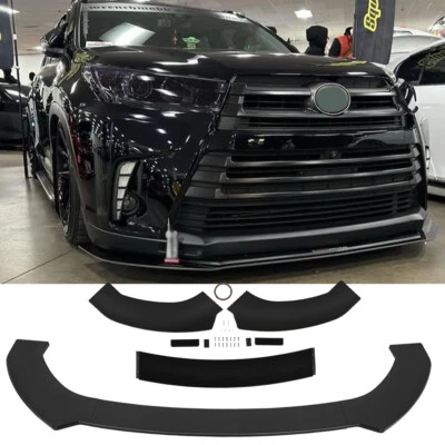 For Toyota Highlander LE XLE Gloss Black Front Bumper Spoiler Lip Splitter Kit - Image 1 of 4