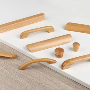 Wardrobe Door Solid Wood Handle Drawer Cabinet Handle Beech Wooden Handle - Picture 1 of 18