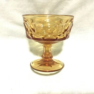 VINTAGE AMBER GLASS FOOTED DESSERT ICE CREAM FRUIT CUP - Picture 1 of 8