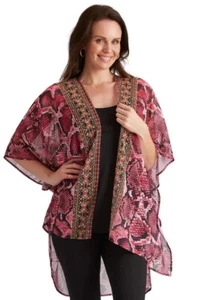 MILLERS Pink Embellished JACKET Size 16 Black Kimono Sheer Resort Party Cocktail - Picture 1 of 9