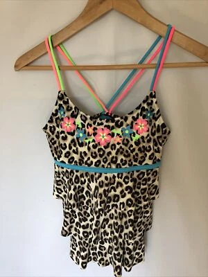 TRAJE DE BAÑO TANKINI CON VOLANTES ESTAMPADO ANIMAL NIÑA JUSTICIA talla 16 Foto 1 de 4
