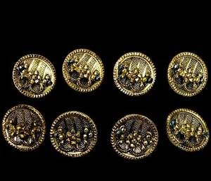 Antik Vintage Schliff Stahl gewölbt 3D Blume Floral Nähen Schaft Knopf Kleid Kunst - Bild 1 von 9