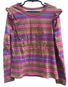 FabKids Girl's Large "Wild At Heart" Top Size Large (8/10) Long Sleeve Striped - Picture 1 of 6