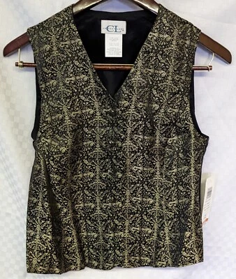 Nwt New Black Magic Gold Embroidery Magician VEST Women's Size Small - Image 1 of 4