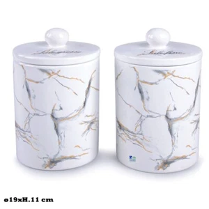 SET 2 BIS BARATTOLO CUCINA CERAMICA MARBLE SALE FINO E GROSSO ART.22355 - Foto 1 di 1