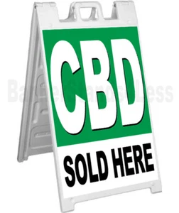 CBD VENDUTO QUI A-Frame insegna segnaletica marciapiede marciapiede banner cartello stradale gb - Foto 1 di 1