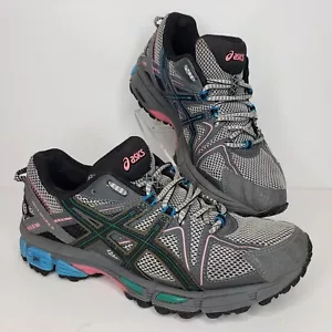 Wmns Asics Gel Kahana 8 Trail Running Shoes Black Blue Pink T6L5N Size 7.5 EUC - Picture 1 of 17