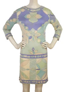 Vintage 60er Jahre Emilio Pucci psychedelisches Seidenminikleid mit Flecken Größe 10 - Bild 1 von 15