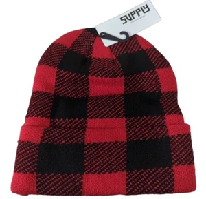 Supply Headwear Company Mens Red/Black Beanie Hat Style No. MUK1931 - Picture 1 of 2