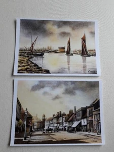 A PAIR OF VINTAGE STYLE GREETING CARDS OF FAVERSHAM, KENT BY ROGER HILL. - Picture 1 of 6