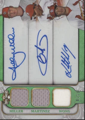 Miller / Martinez / Wong 2014 Topps Triples Threads Green Swatch Autos 14/18 - Imagem 1 de 2