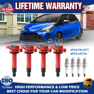 New Set of 4 Ignition Coil & Spark Plug For Toyota Yaris Prius Echo Scion xA xB - Picture 1 of 12