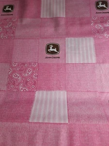 John Deere Pink Cotton Quilt Fabric BTY - Picture 1 of 1