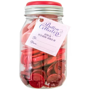 Button Collectors Ombre Red Mix Multi-Sized Buttons Jar, 8 Ounces - Picture 1 of 3