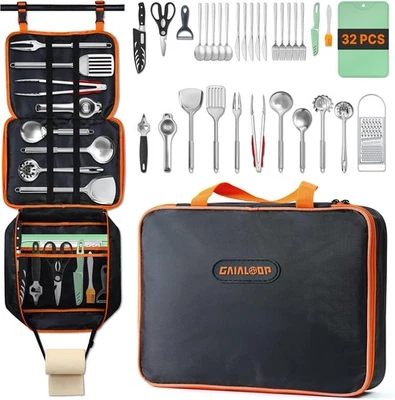 Camping Cooking Utensils Set Grilling Cookware Camp Kitchen Rotating Marshmallow - Image 1 of 4