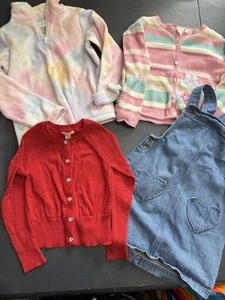 Girls Denim Dress & Sweater Lot Max Studio 7 Lot Of 4 - Picture 1 of 11