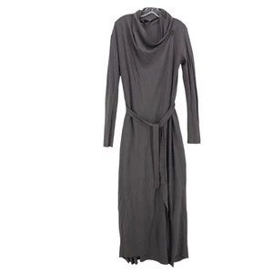 LUNYA The Robe Stretch Organic Pima Cotton Modal Wrap Gray Long Belted XS/S - Picture 1 of 9