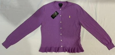Polo Ralph Lauren Girls Lavender Peplum Cardigan Sweater Sz XL 16 NWT - Image 1 of 4