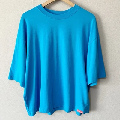 Camiseta Zara X The Standard Para Hombre Talla L/XL Azul Aqua Cuadrada Manga Corta NUEVA Foto 1 de 4