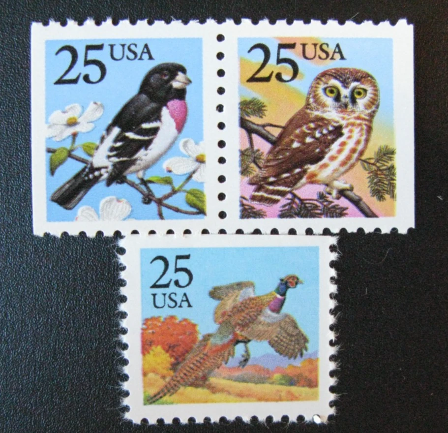 1988 Scott #2283-85 - 25¢ - OWL & GROSBEAK - & PHEASANT- Mint NH - Image 1 of 1