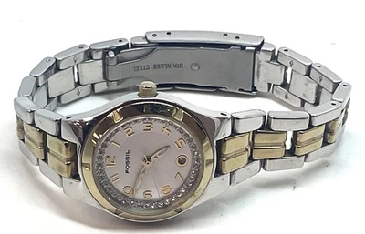 Reloj Pulsera Mujer Fossil ES-1741 Dos Tonos Acero Inoxidable Redondo Analógico 65.0g Foto 1 de 4