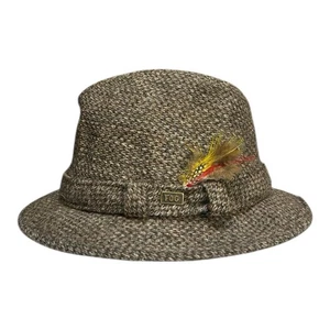 Vintage London Fog 100% British Wool Fedora Hat Feather Accent Size 7 1/4 EUC - Picture 1 of 10