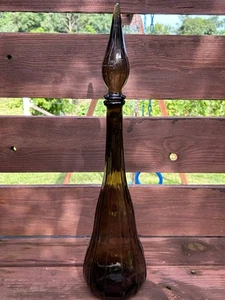 Vintage Brown Glass Genie Bottle with top~22" tall - Picture 1 of 14